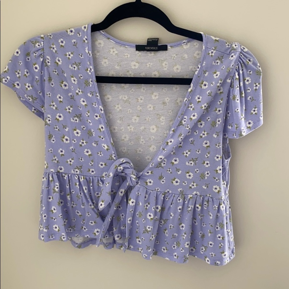 Floral Cropped Front-tie Shirt
